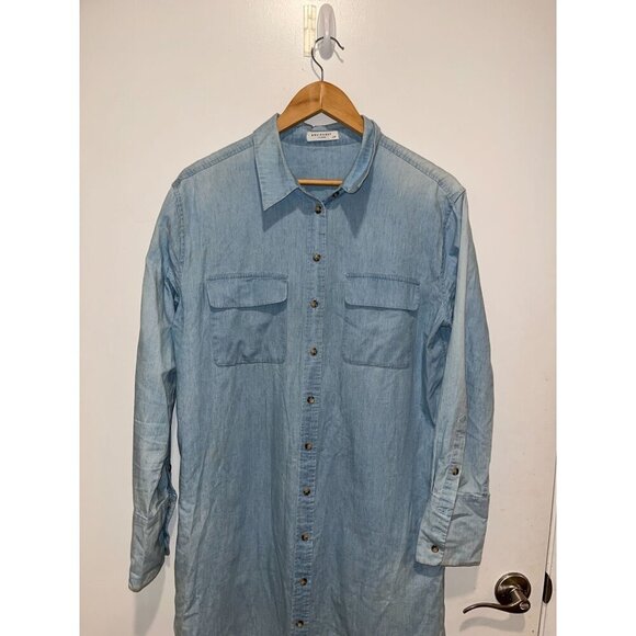 Equipment Femme Blue Delaney Chambray Button-Down Shirt Dress Women's Size L - Picture 3 of 9
